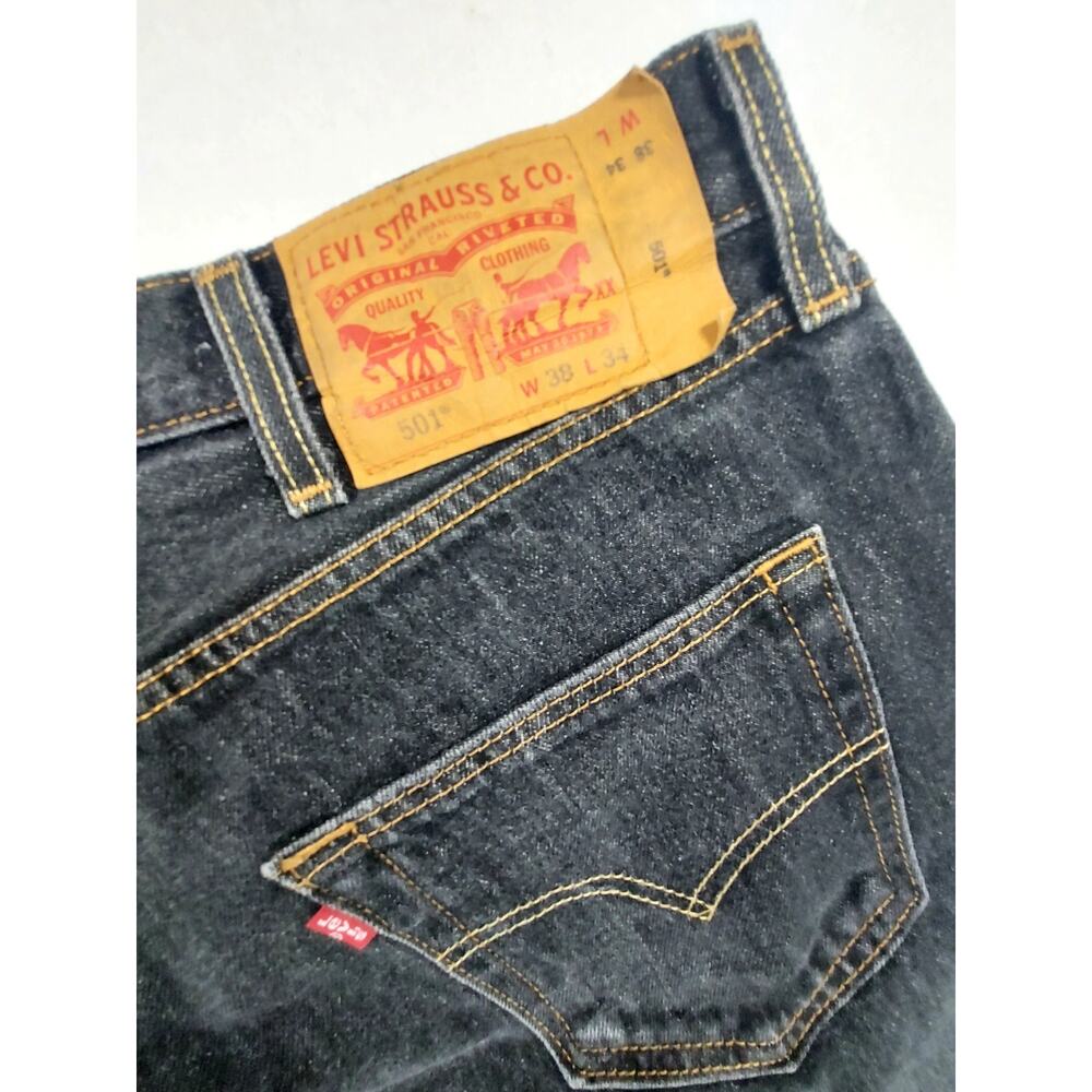 Levis 501 Button Fly Jeans Men’s 38x34 Straight Leg Dark Wash 2018 Fit 36x31